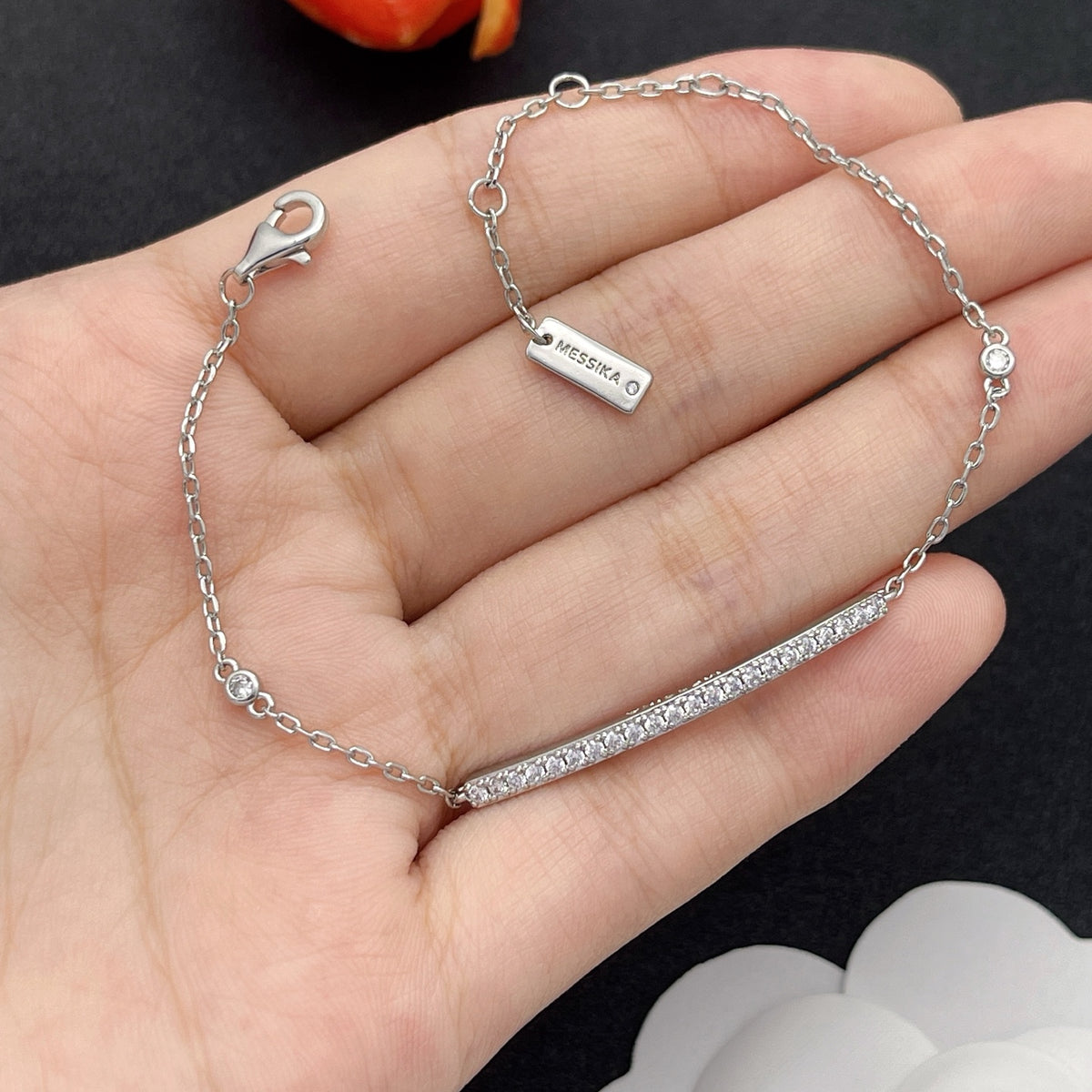 Messika Slim Bar Chain bracelet in Silver Tone, detail view 9