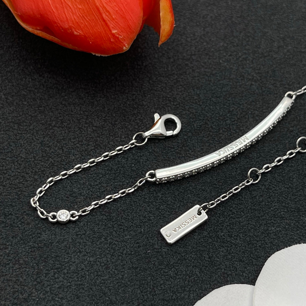 Messika Slim Bar Chain bracelet in Silver Tone, detail view 13