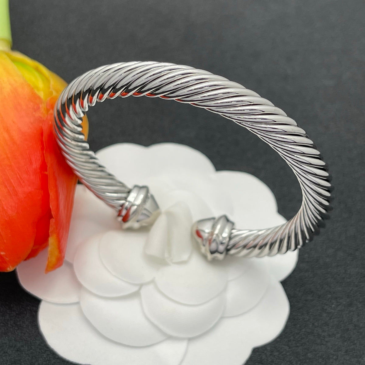 David Yurman pave crystal cable cuff bracelet in Silver Tone, detail view 16
