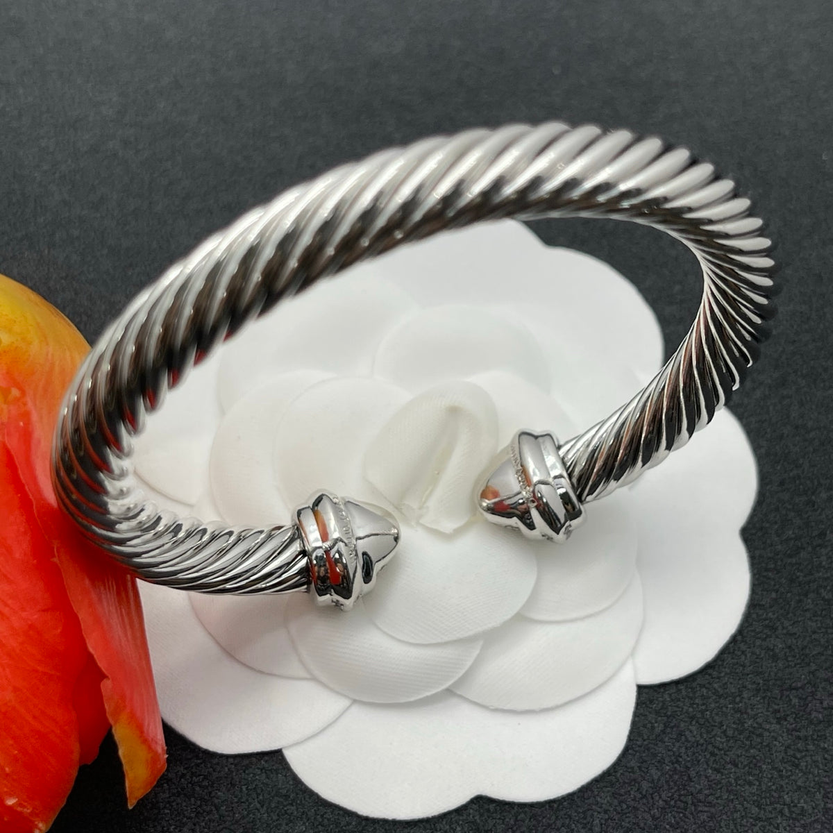 David Yurman pave crystal cable cuff bracelet in Silver Tone, detail view 17