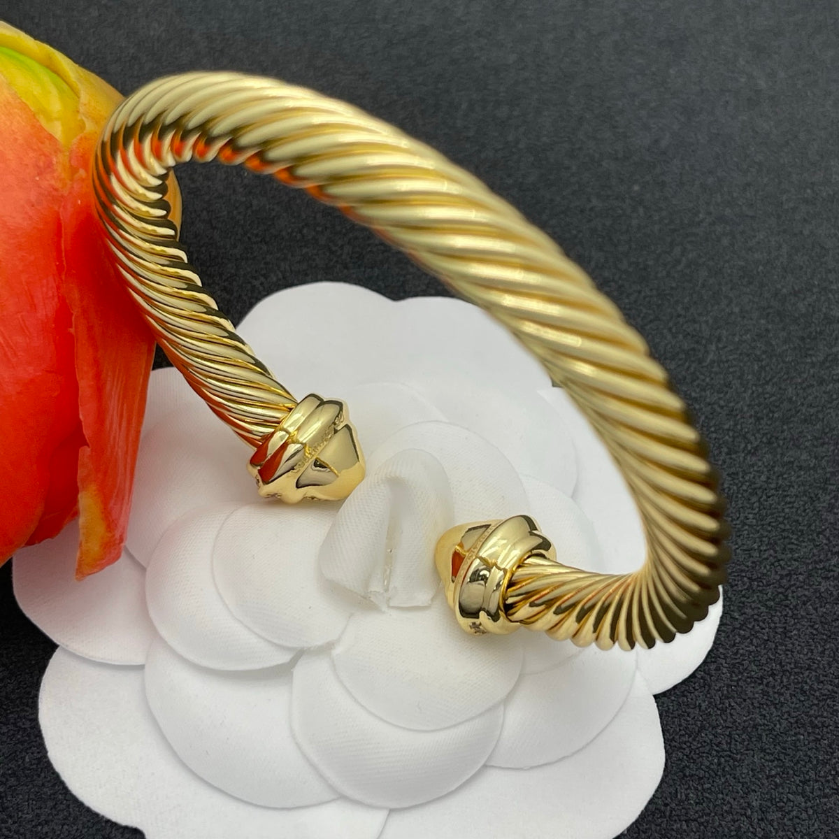 David Yurman pave crystal cable cuff bracelet in Gold Tone, detail view 9