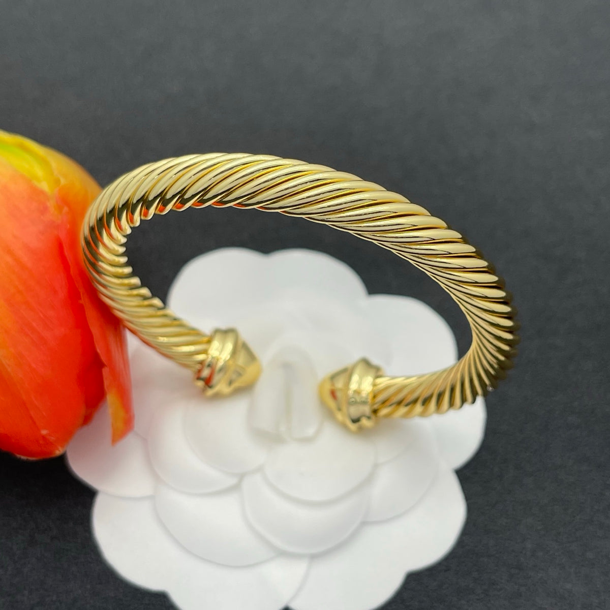 David Yurman pave crystal cable cuff bracelet in Gold Tone, detail view 8