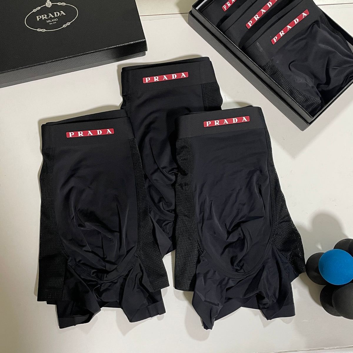 Prada Black Small Red Waist Marks Boxer Briefs, image 6