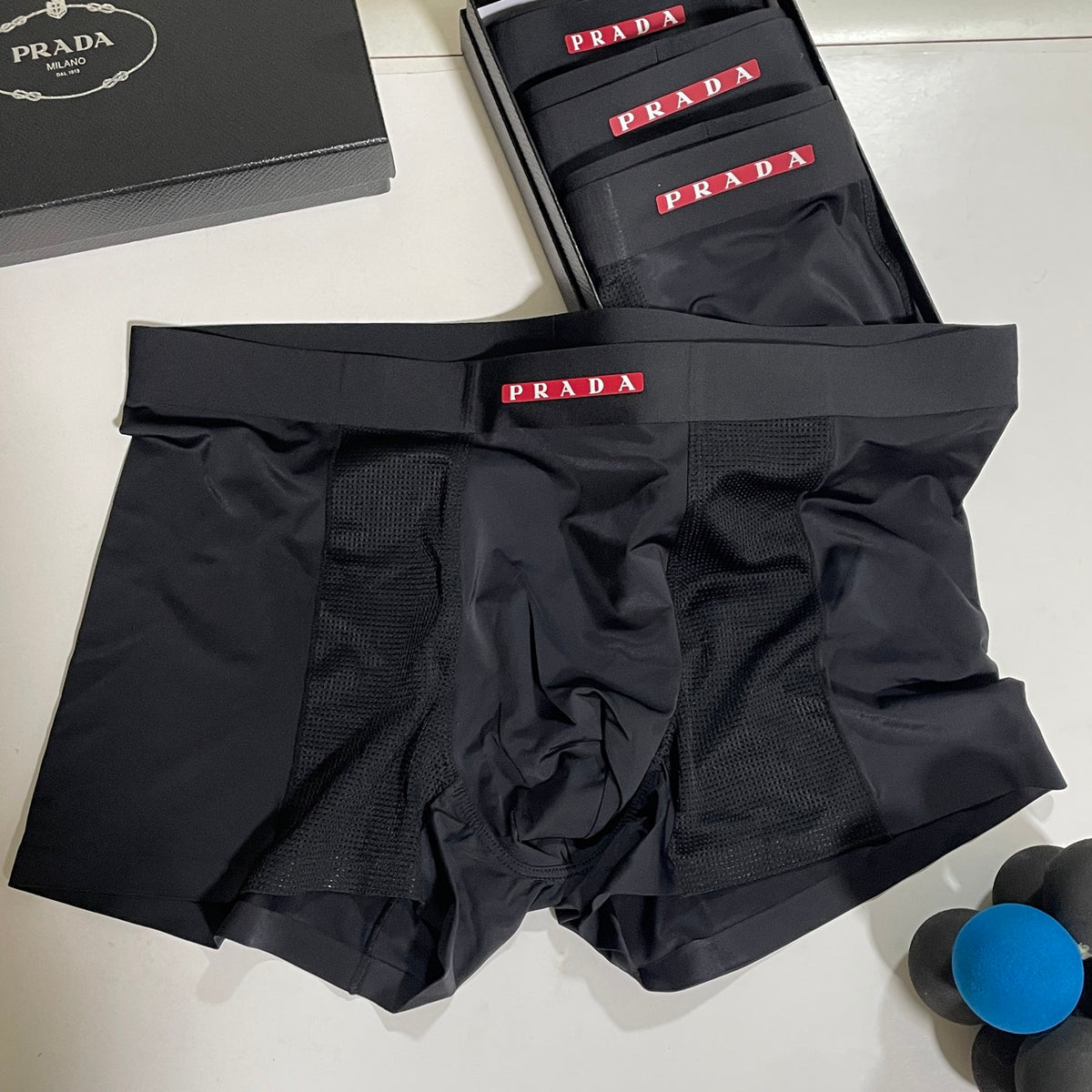 Prada Black Small Red Waist Marks Boxer Briefs, image 5