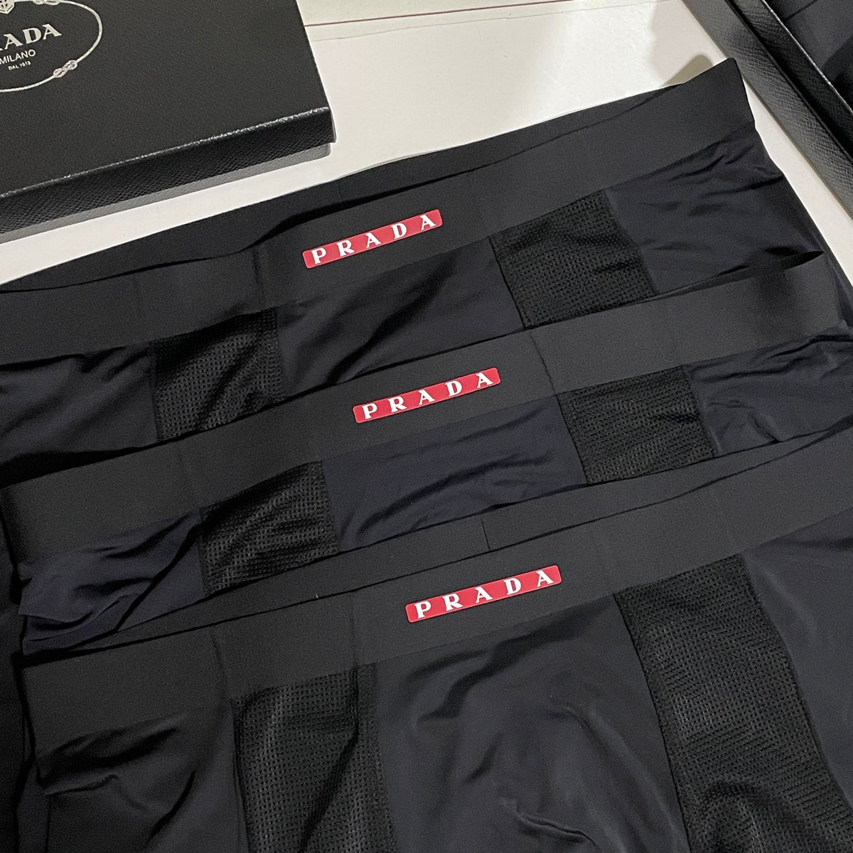 Prada Black Small Red Waist Marks Boxer Briefs, image 3