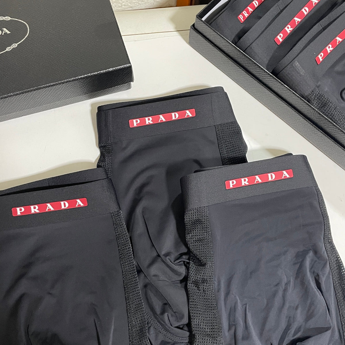Prada Black Small Red Waist Marks Boxer Briefs, image 8