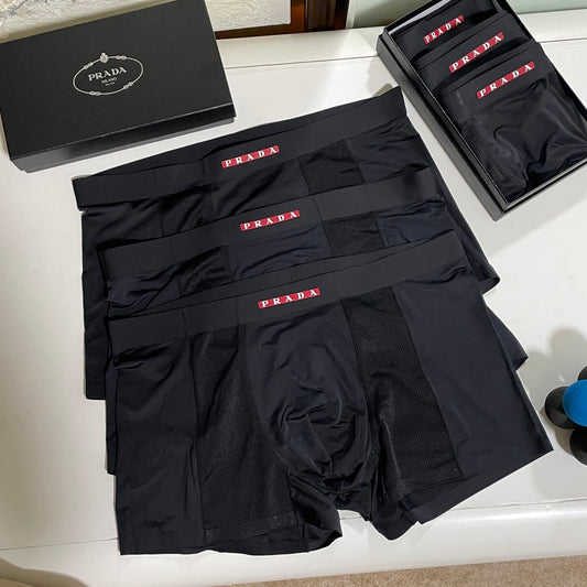 Prada Black Small Red Waist Marks Boxer Briefs, image 1