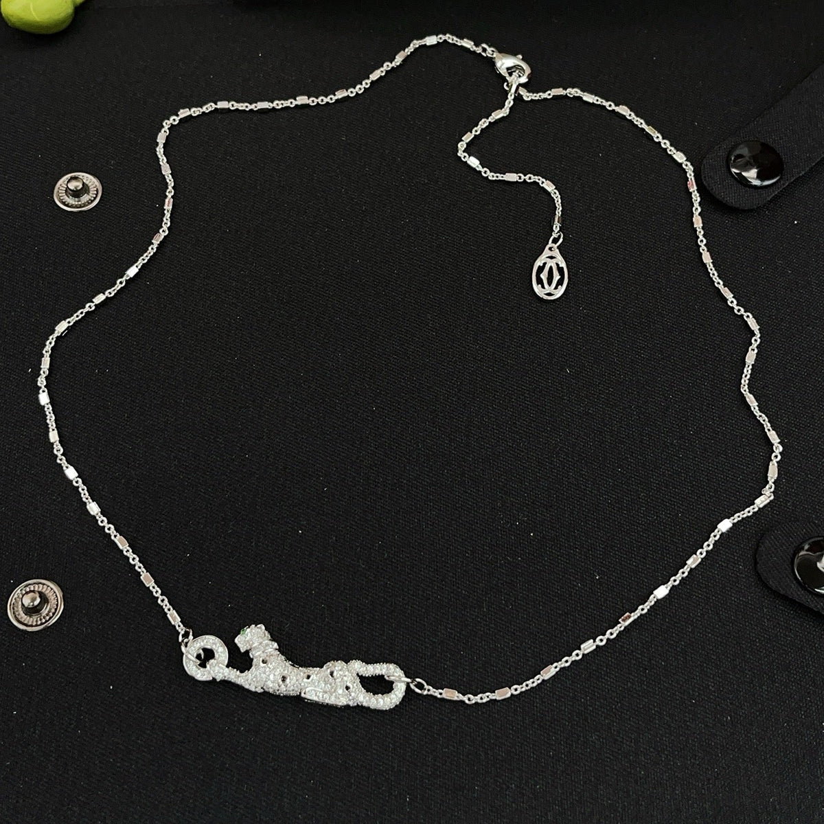 Cartier Style 264 silver-tone panther motif necklace view 6