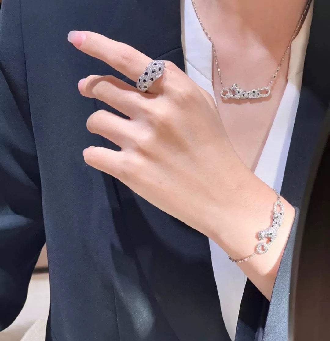Cartier Style 264 silver-tone panther motif necklace view 8