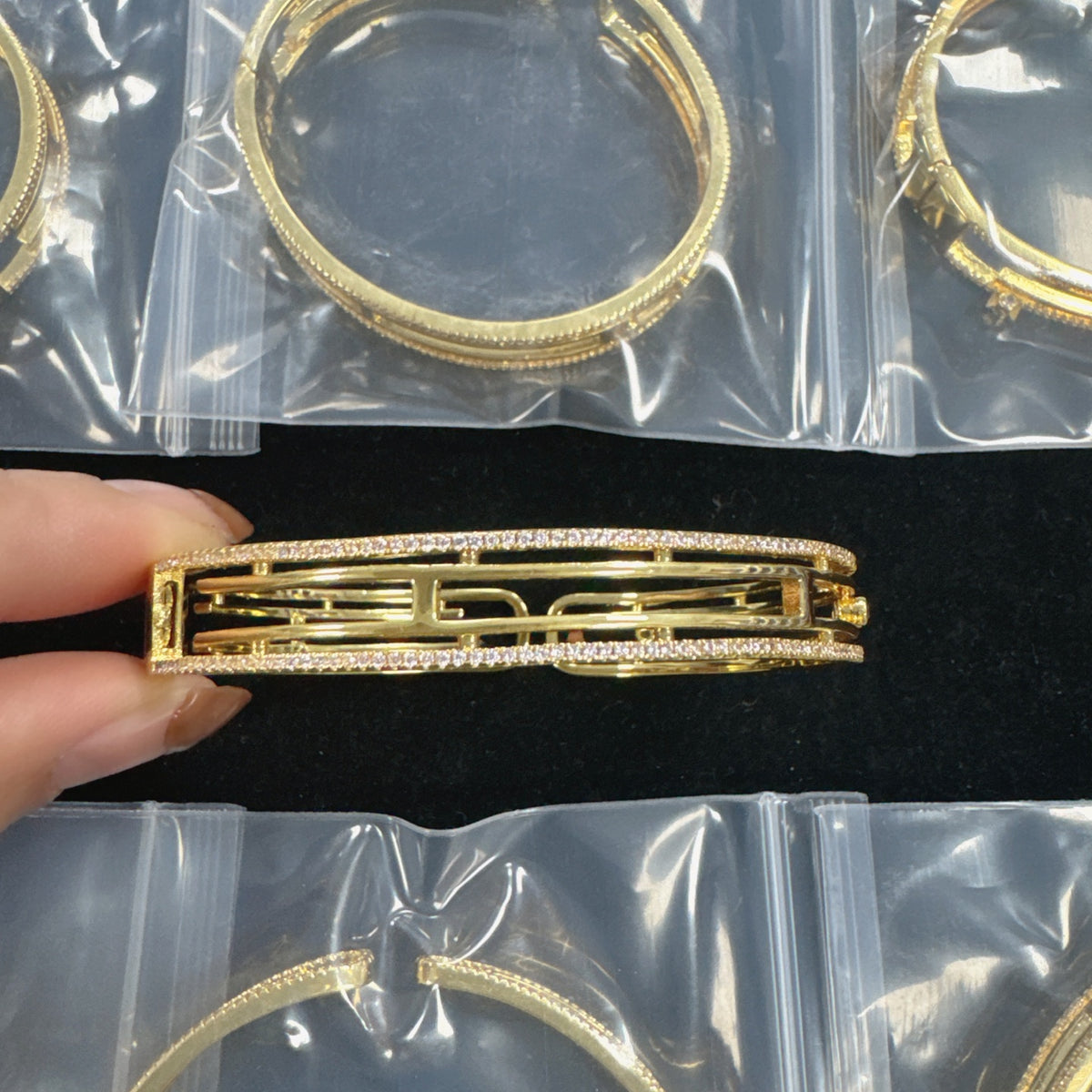 Messika Pavé Open Bar bracelet in Gold Tone, main view
