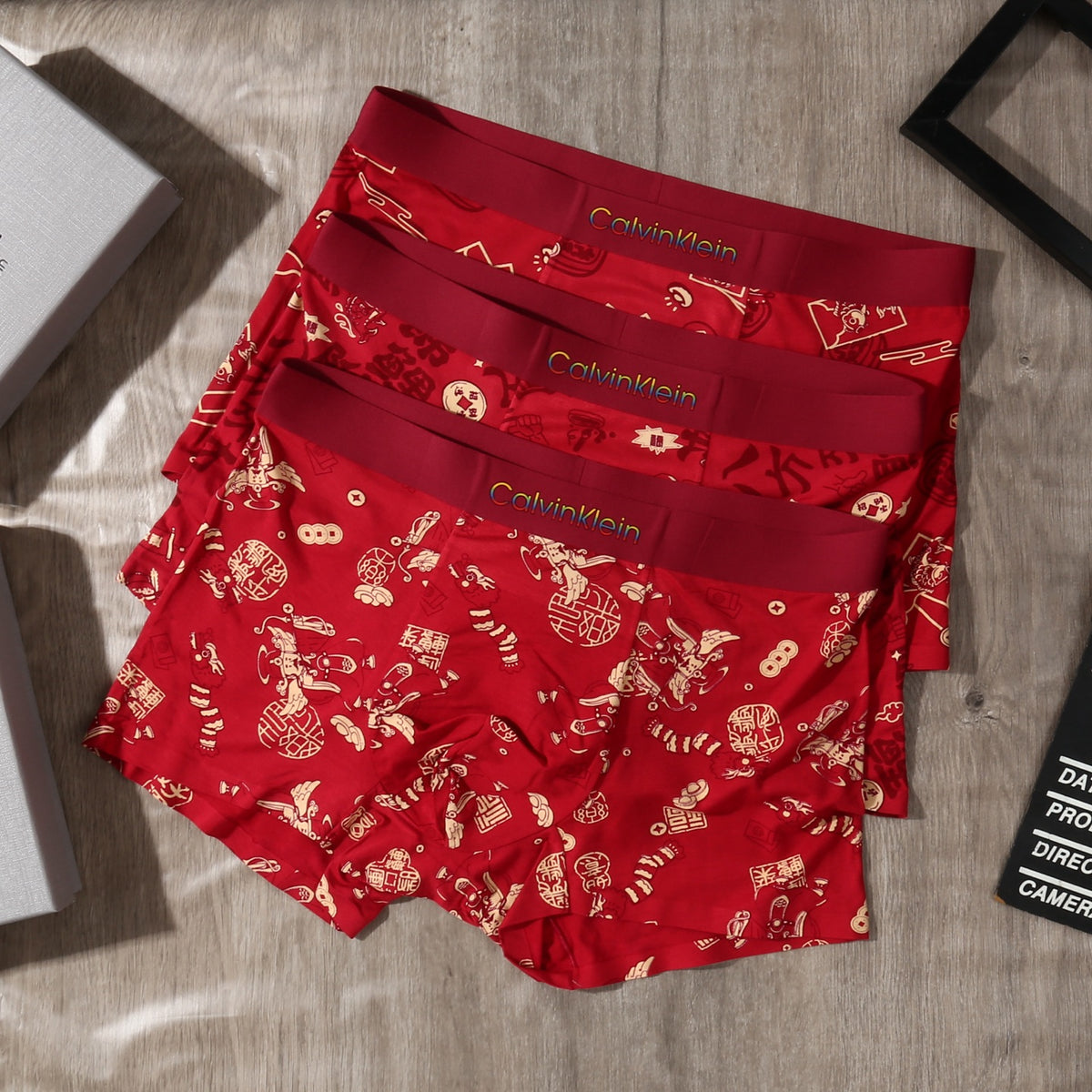 Calvin Klein Red Allover Small Motifs Boxer Briefs, image 2