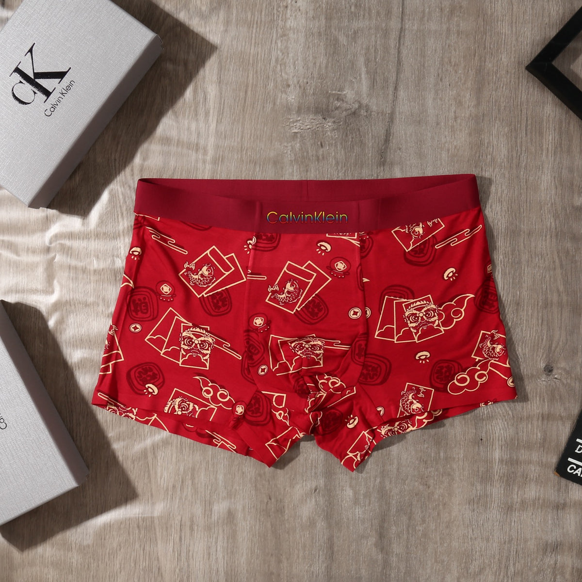 Calvin Klein Red Allover Small Motifs Boxer Briefs, image 7