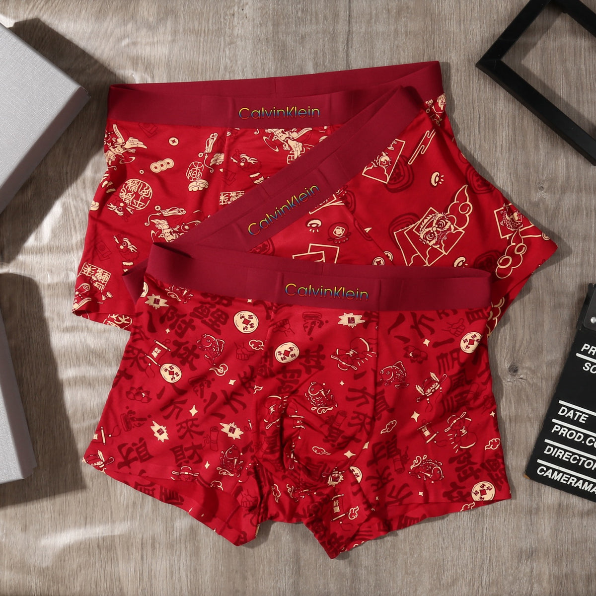 Calvin Klein Red Allover Small Motifs Boxer Briefs, image 4