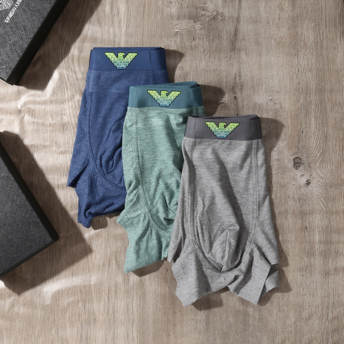 Emporio Armani Grey Teal Contrast Wing Waist Boxer Briefs, image 5