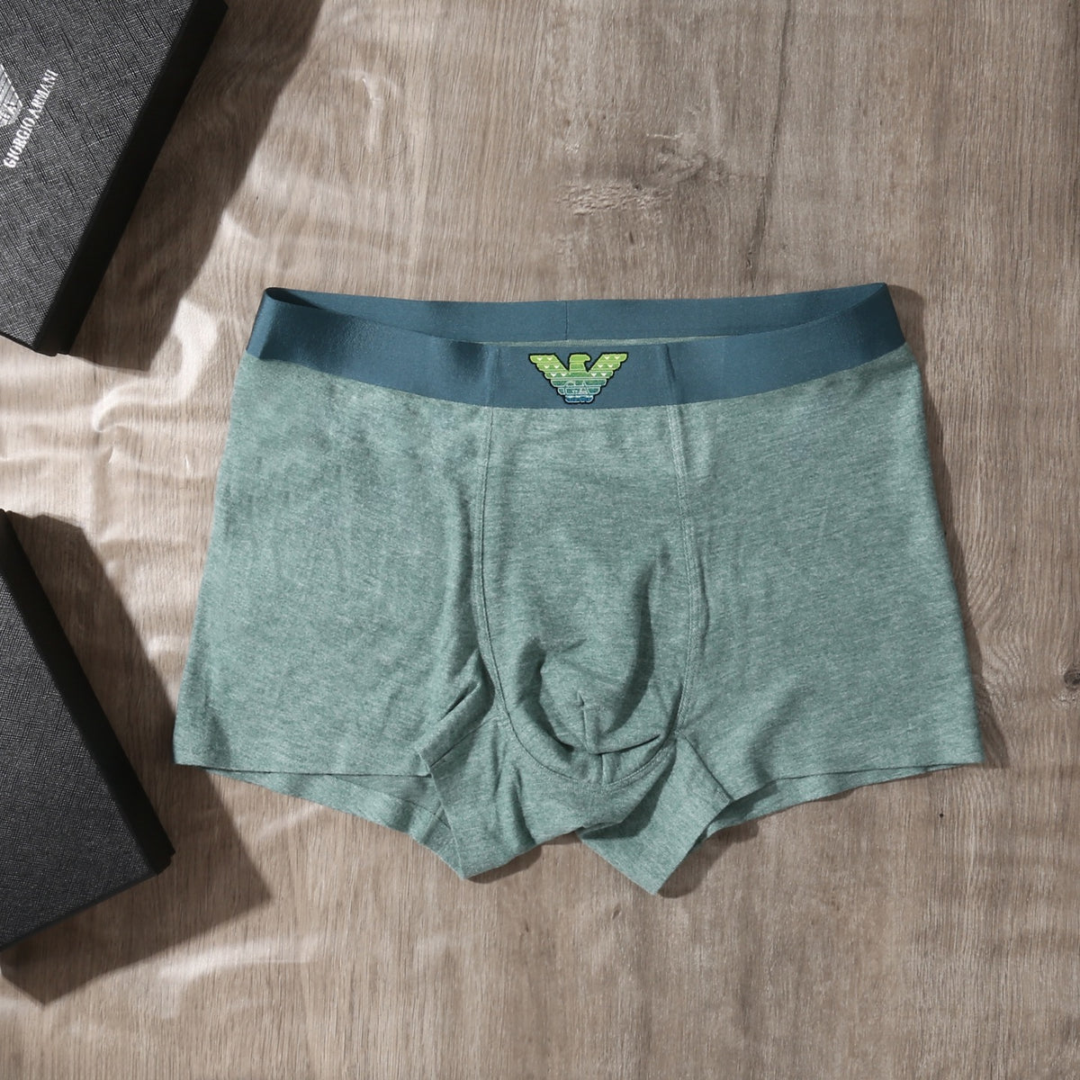 Emporio Armani Grey Teal Contrast Wing Waist Boxer Briefs, image 8
