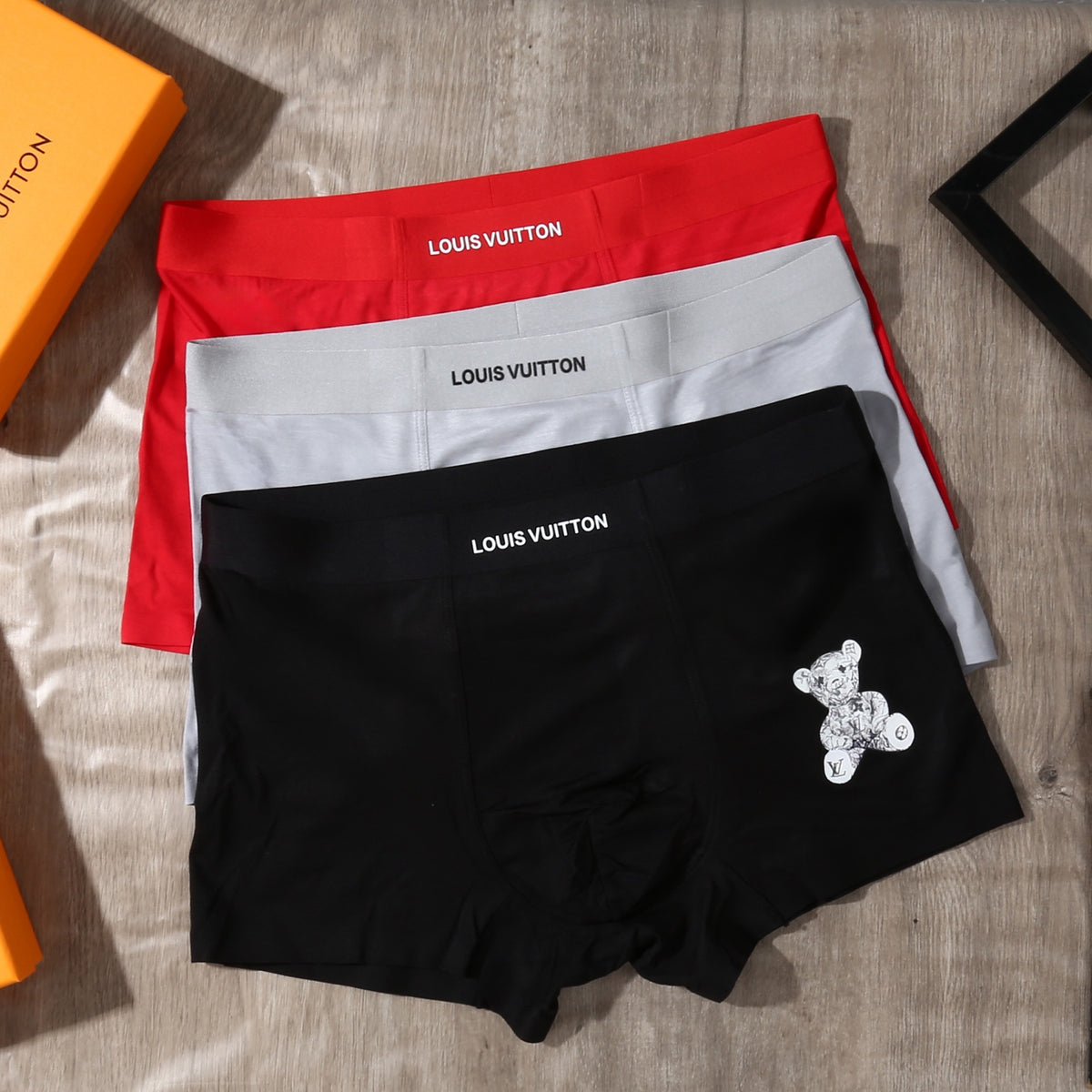 Louis Vuitton Black Red White Cartoon Figure Boxer Briefs, image 1