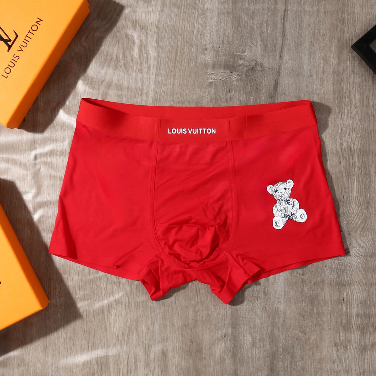 Louis Vuitton Black Red White Cartoon Figure Boxer Briefs, image 7