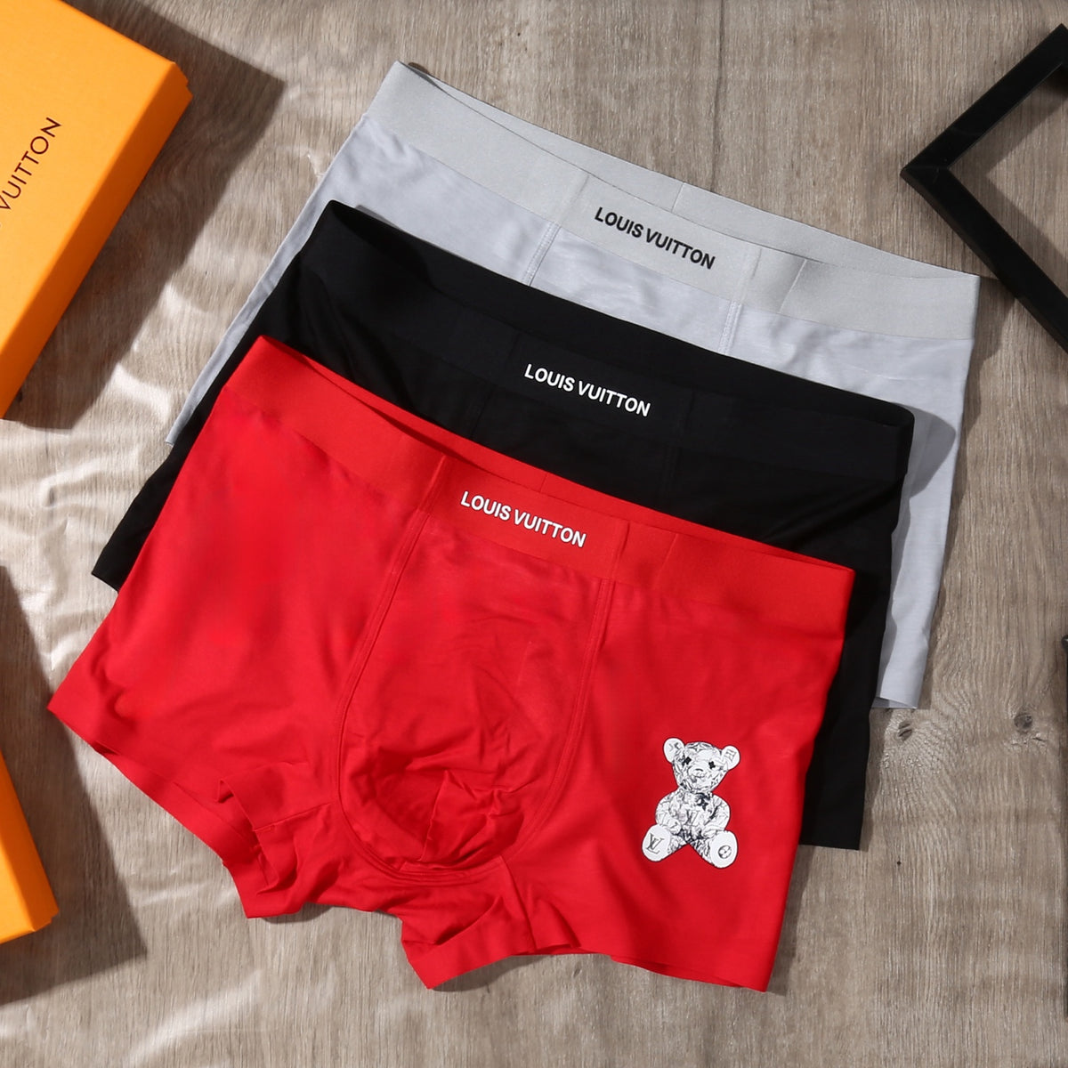 Louis Vuitton Black Red White Cartoon Figure Boxer Briefs, image 2
