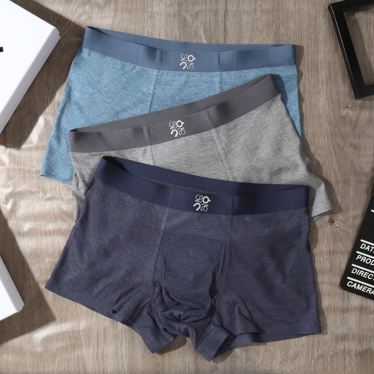 On Blue Grey Black Small Waist Motif Boxer Briefs, image 4