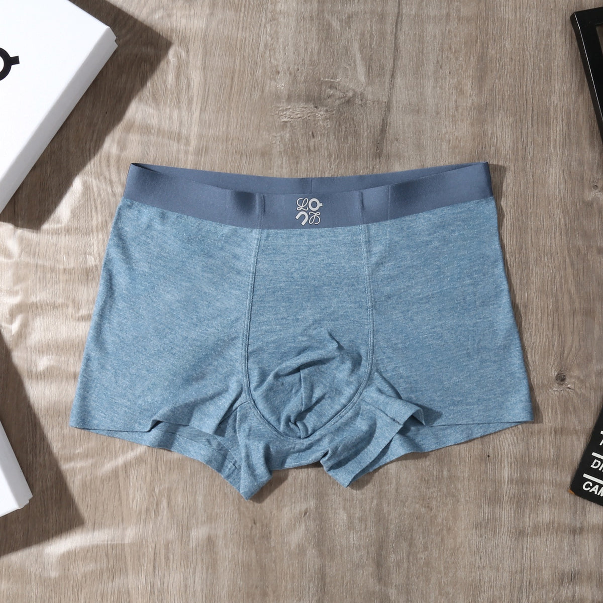 On Blue Grey Black Small Waist Motif Boxer Briefs, image 7