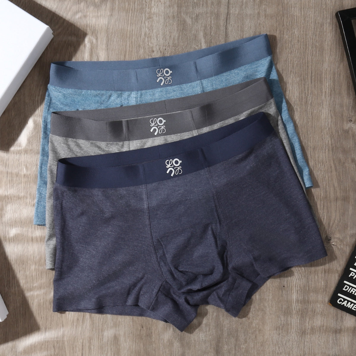 On Blue Grey Black Small Waist Motif Boxer Briefs, image 2