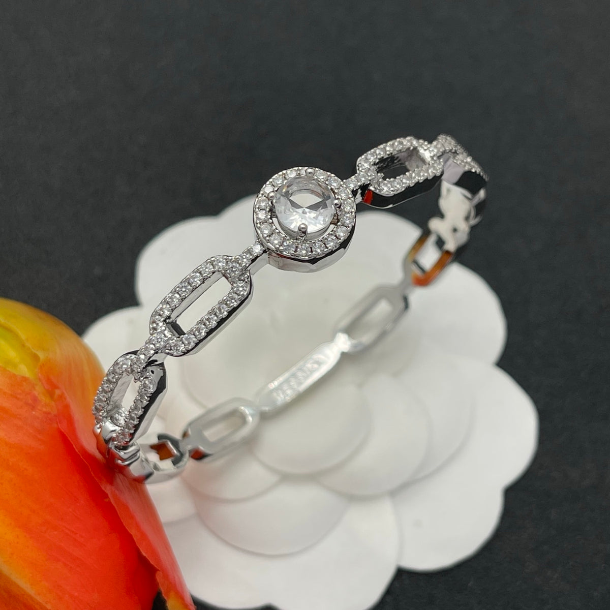 Messika Halo Link Chain bracelet in Silver Tone, detail view 18