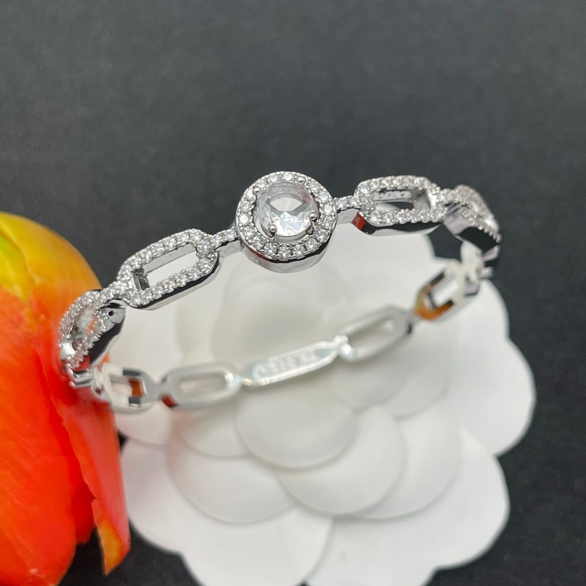 Messika Halo Link Chain bracelet in Silver Tone, detail view 17