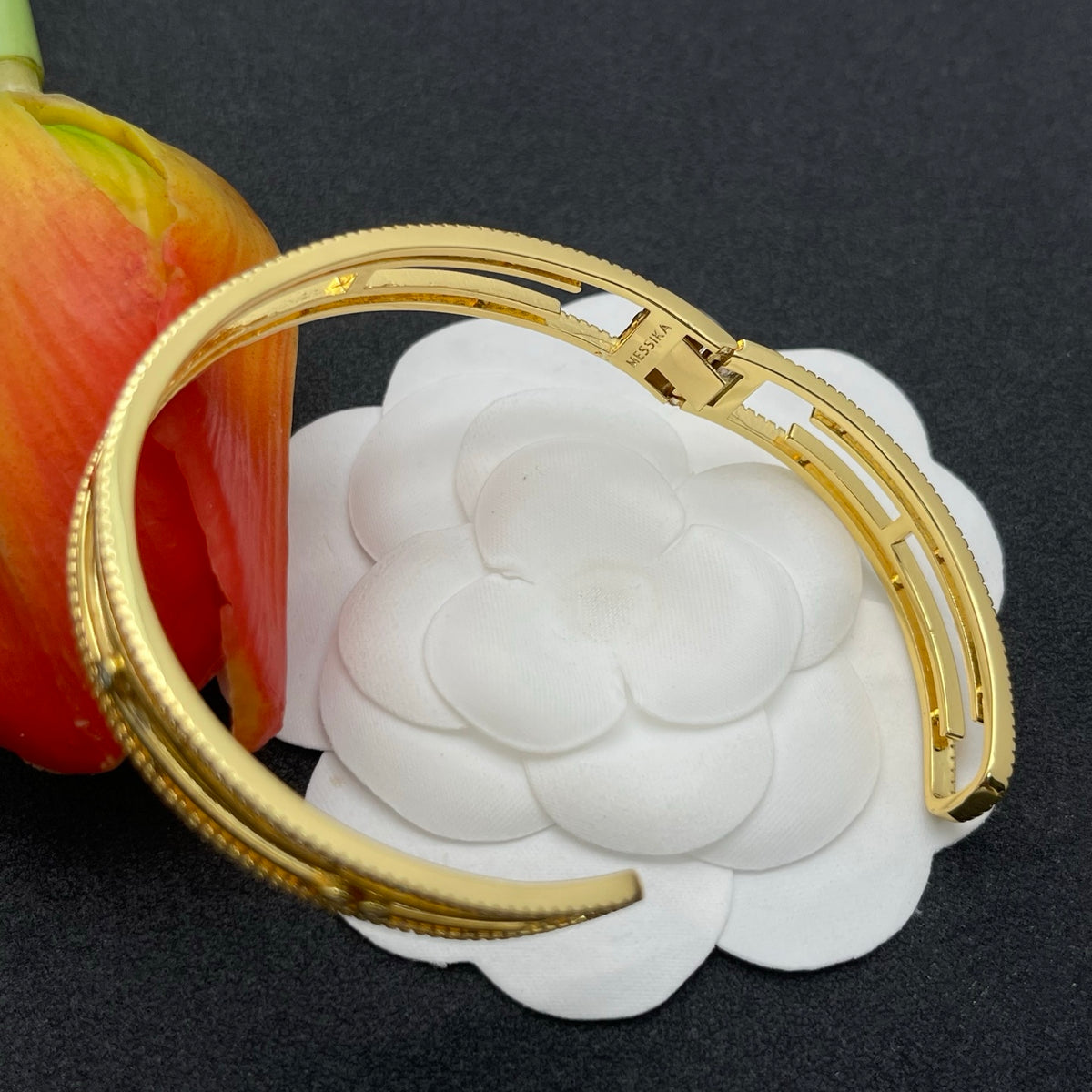 Messika Pavé Open Bar bracelet in Gold Tone, detail view 7