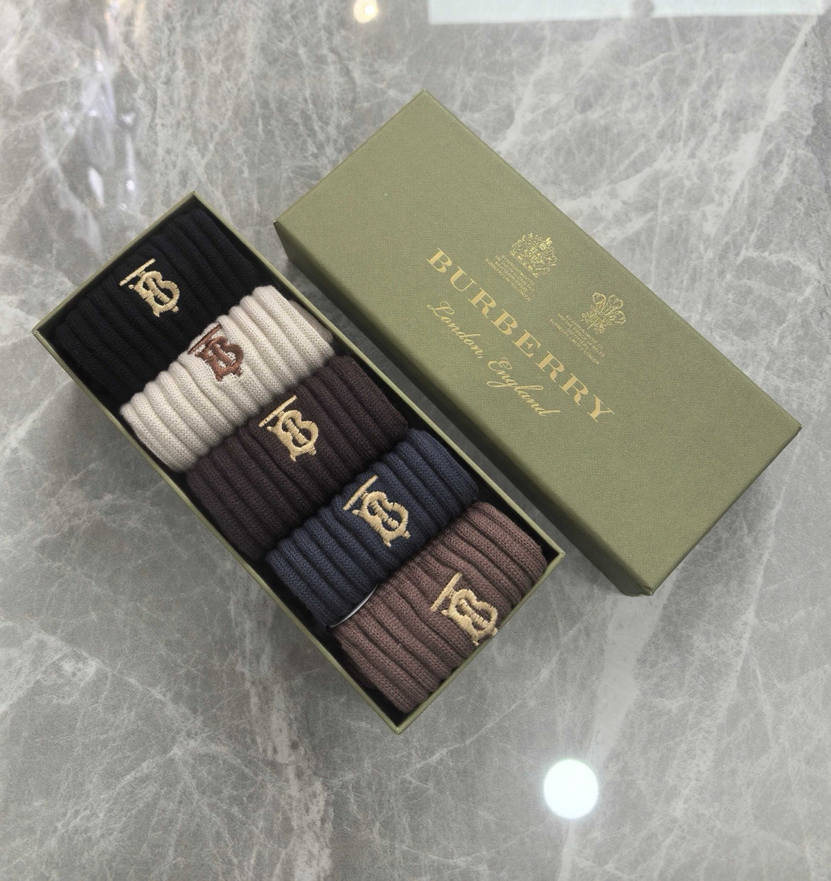 Burberry Folded Earthy Broad Stripe Cuffs Crew Socks, image 1