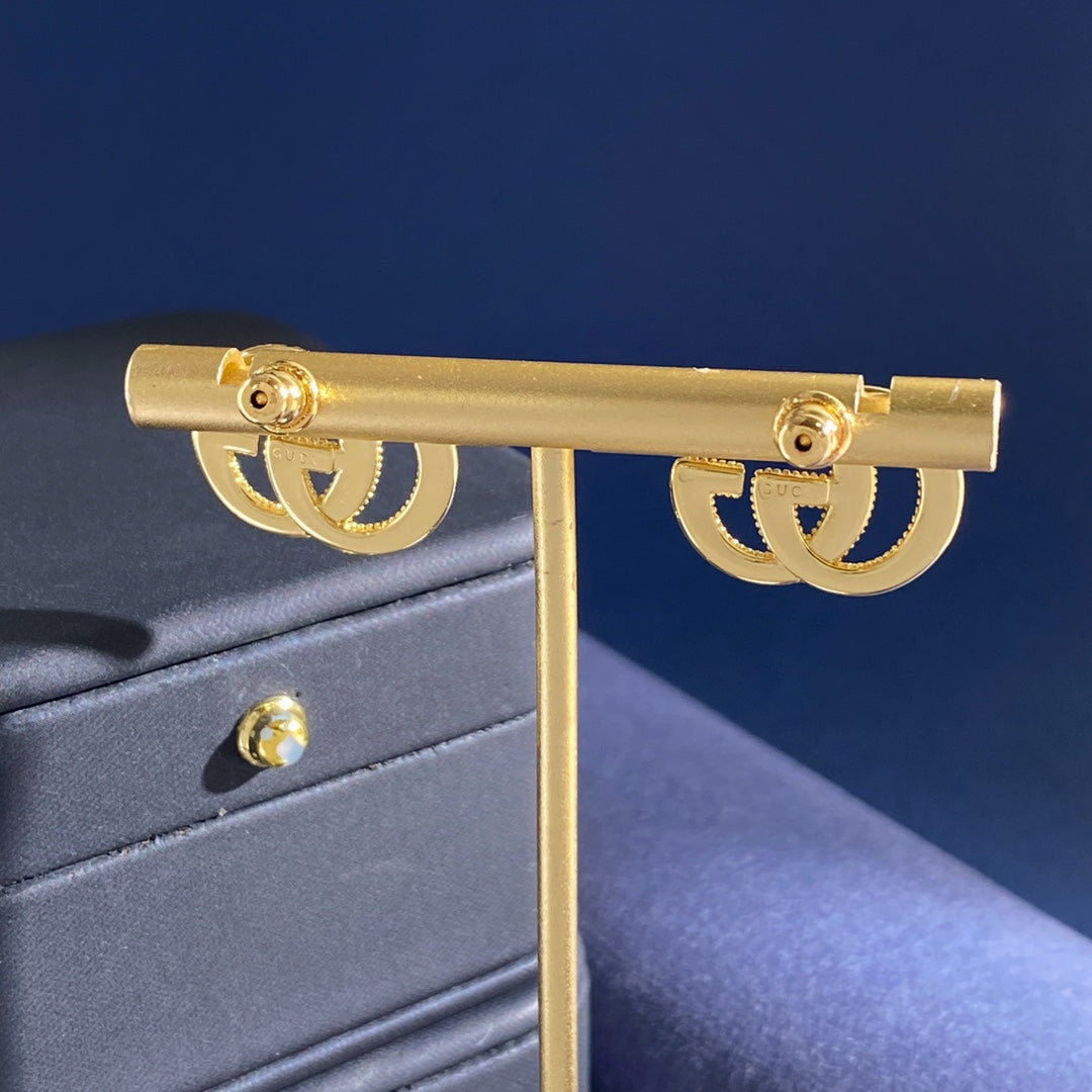 Gucci Double G Crystal Gold-Tone Stud Earrings - image 5