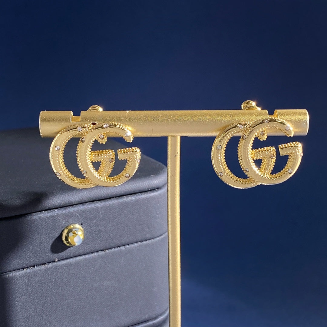 Gucci Double G Crystal Gold-Tone Stud Earrings - image 4