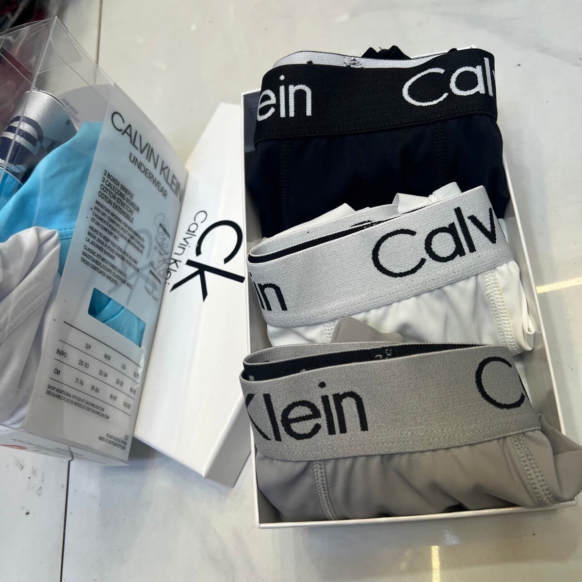 Calvin Klein White Grey Monogram Waistband Long-Leg Boxer Briefs, image 7