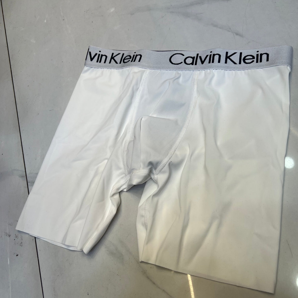 Calvin Klein White Grey Monogram Waistband Long-Leg Boxer Briefs, image 4