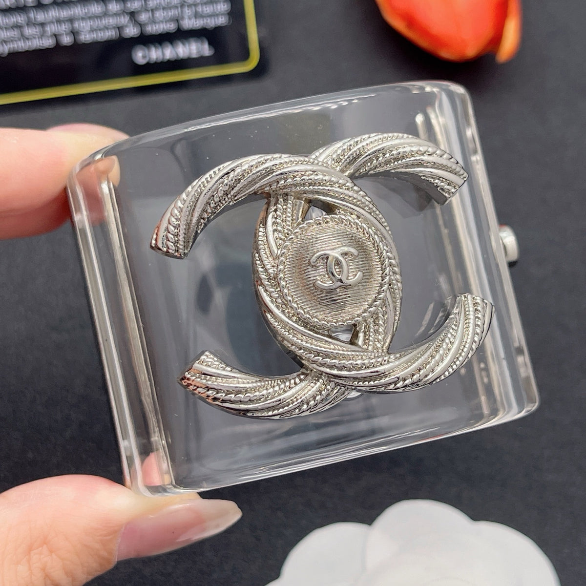 Chanel style acrylic resin bracelets - product photo 1