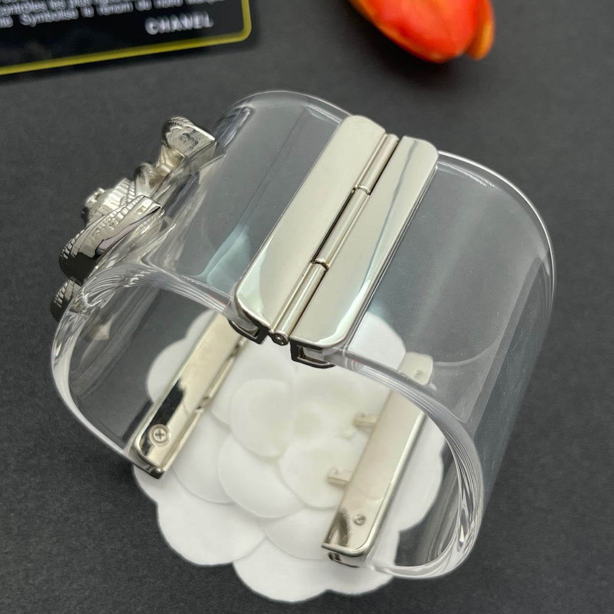 Chanel style acrylic resin bracelets - product photo 6