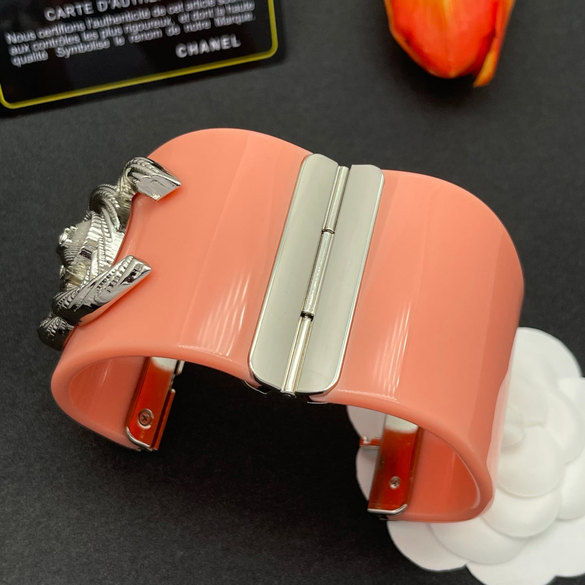 Chanel style acrylic resin bracelets - product photo 6