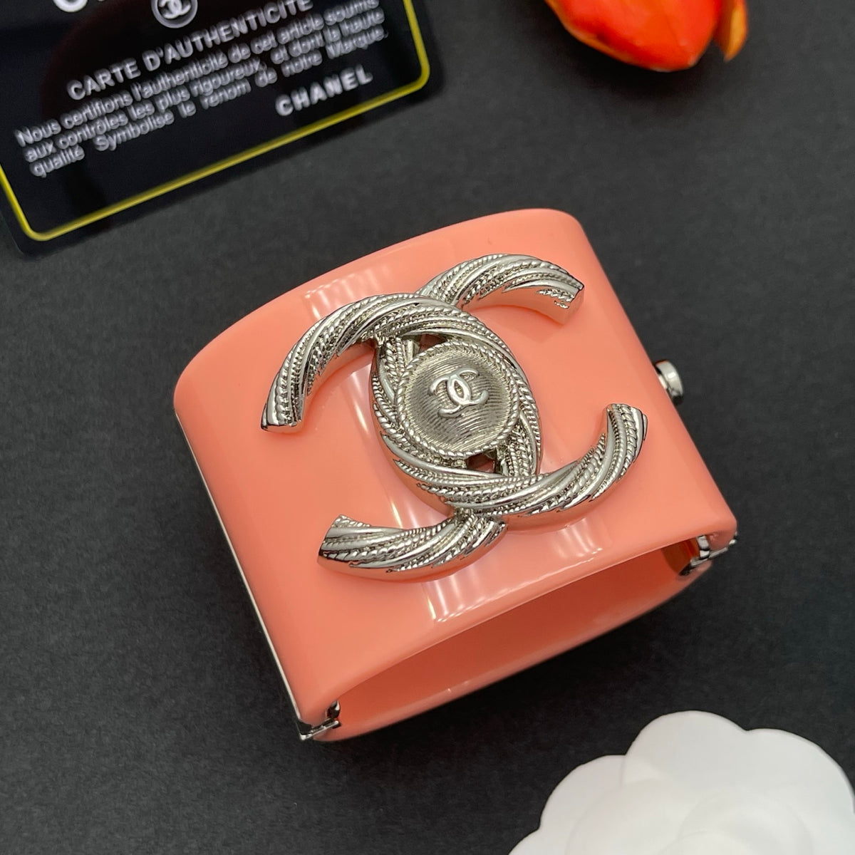Chanel style acrylic resin bracelets - product photo 2