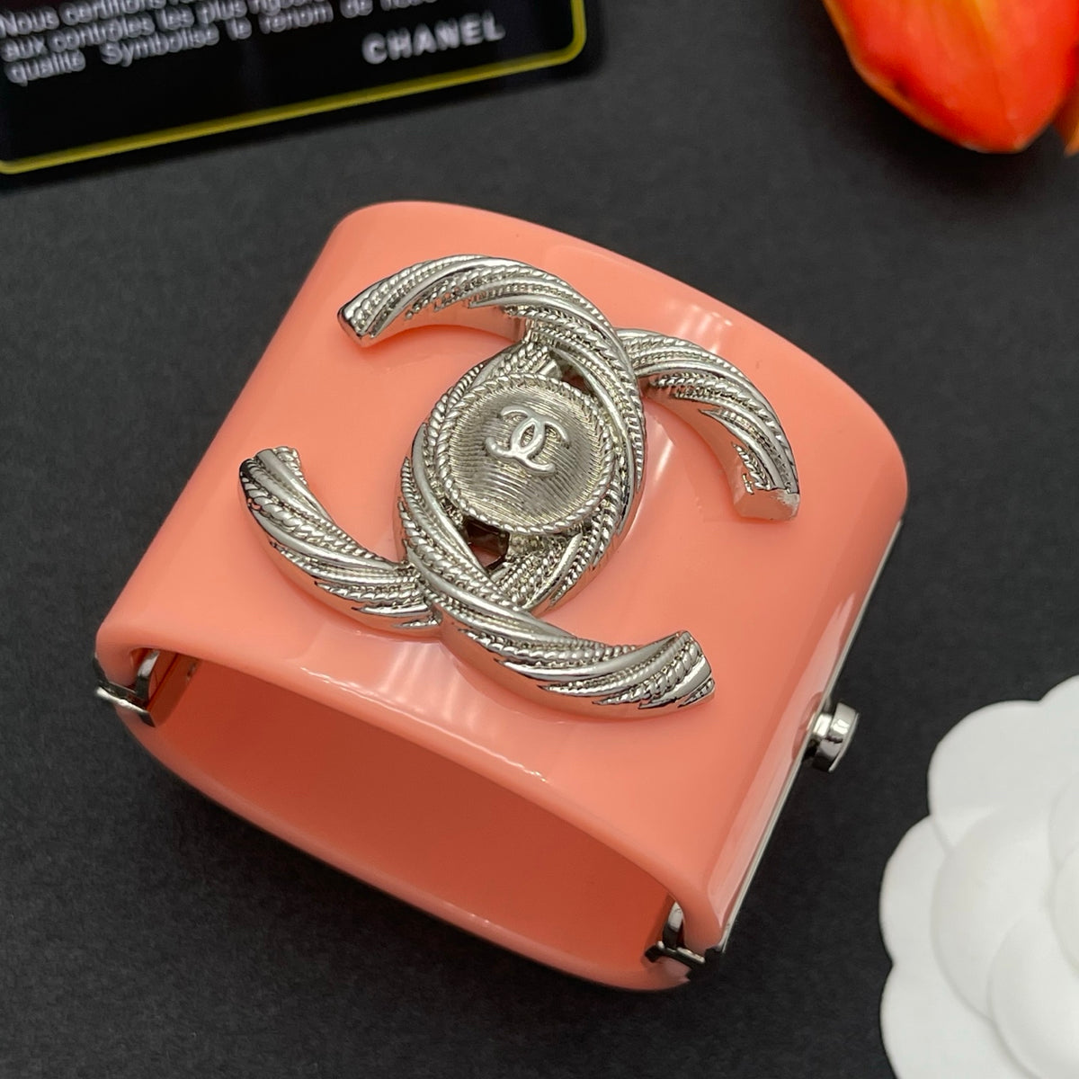 Chanel style acrylic resin bracelets - product photo 3