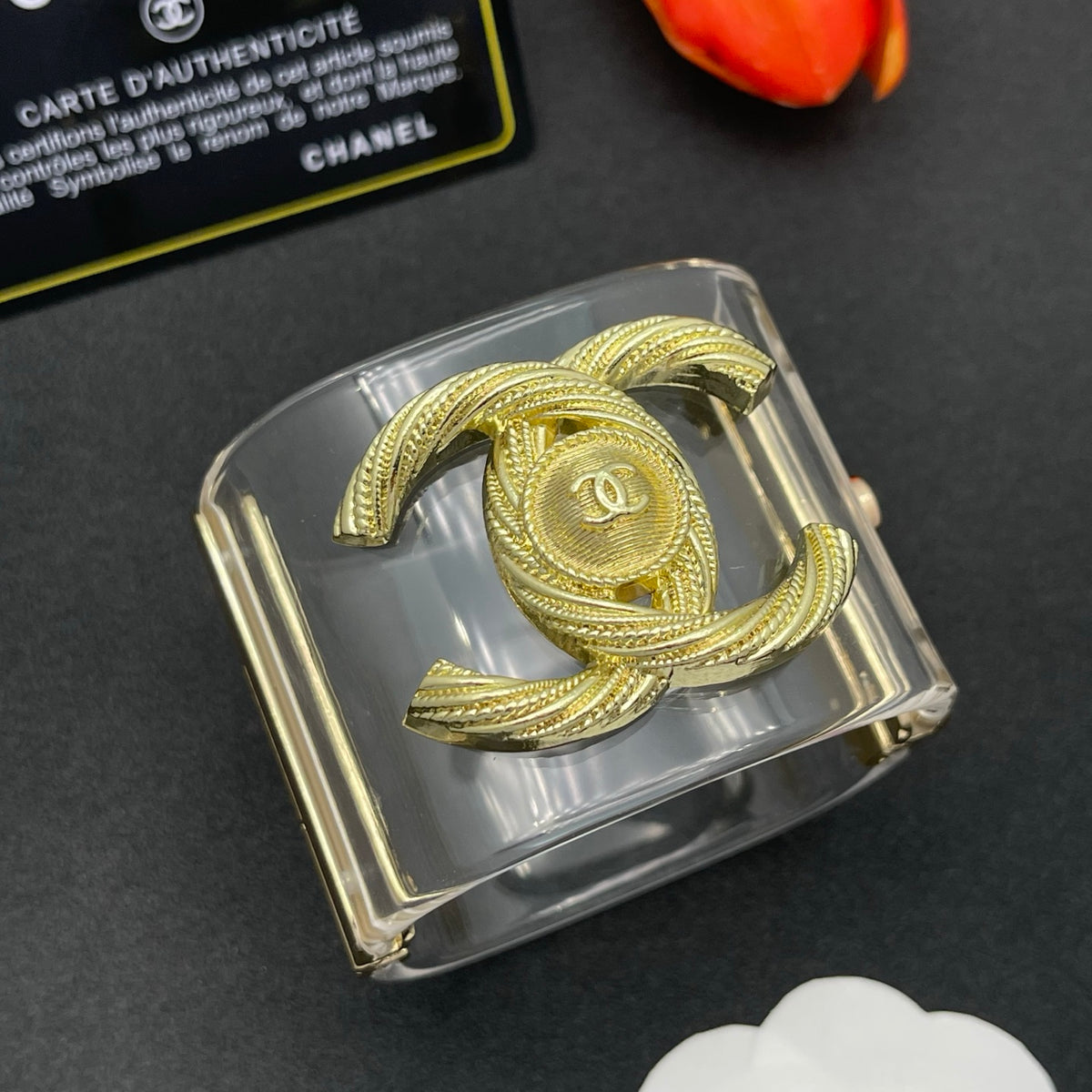 Chanel style acrylic resin bracelets - product photo 2