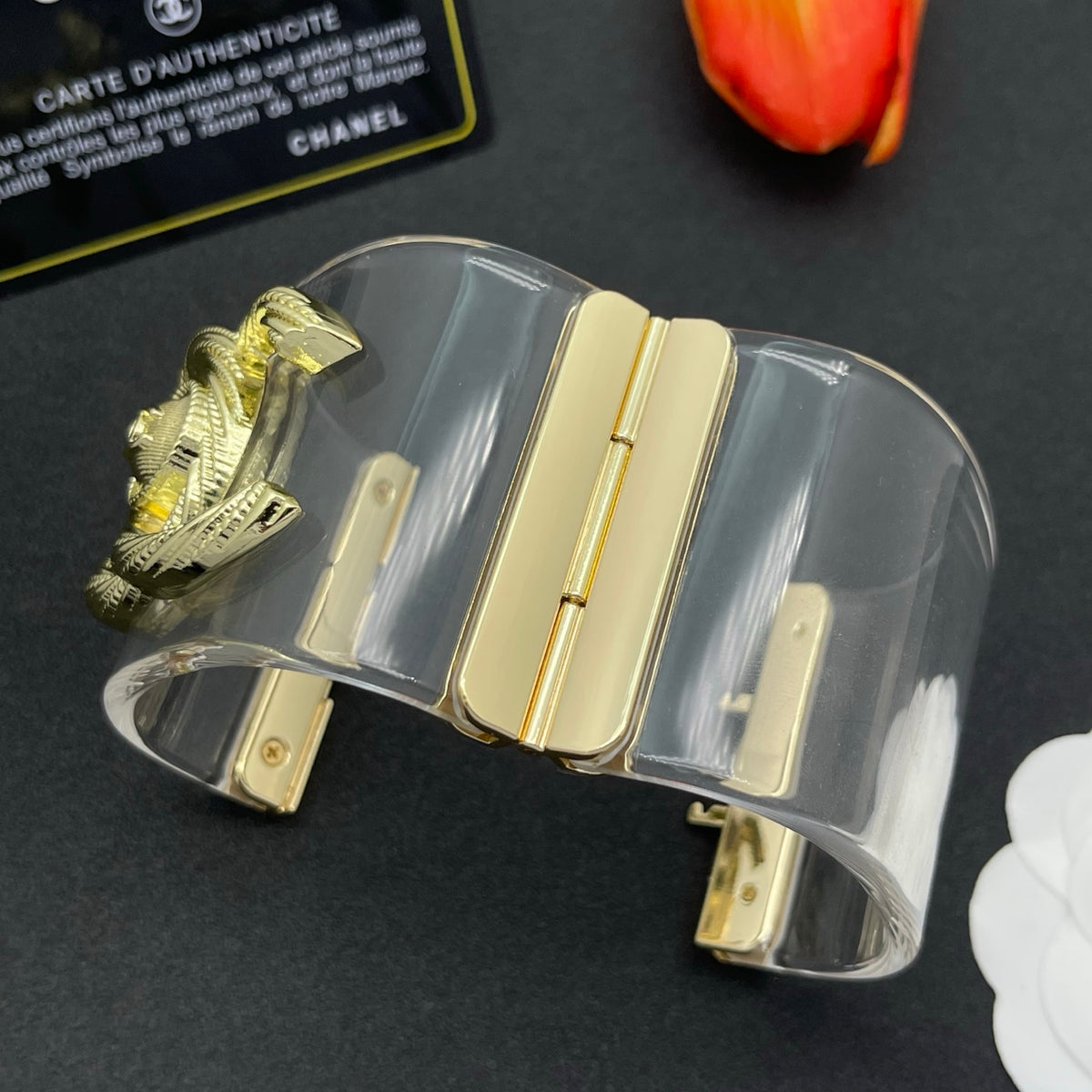Chanel style acrylic resin bracelets - product photo 6