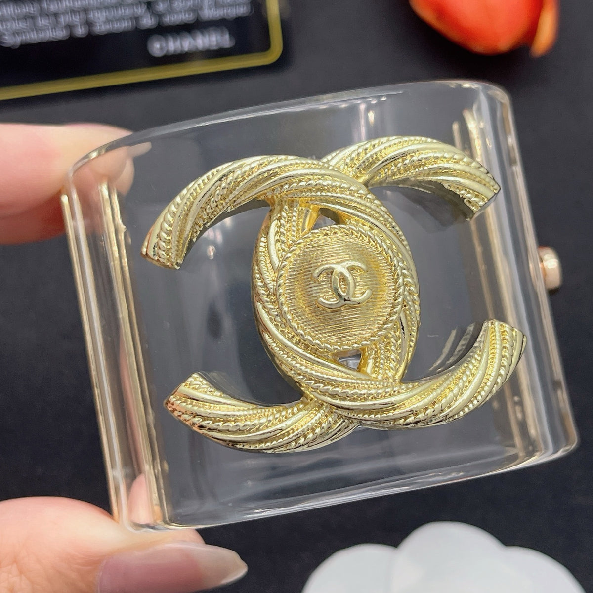Chanel style acrylic resin bracelets - product photo 1