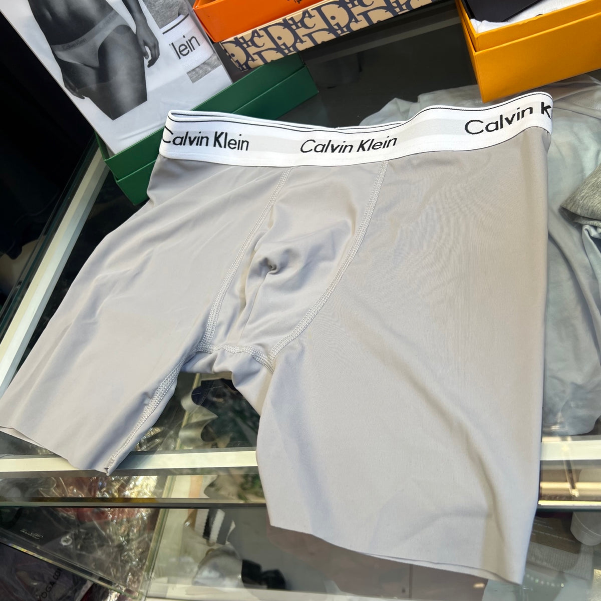 Calvin Klein Grey Broad White Waist Long-Leg Boxer Briefs, image 3