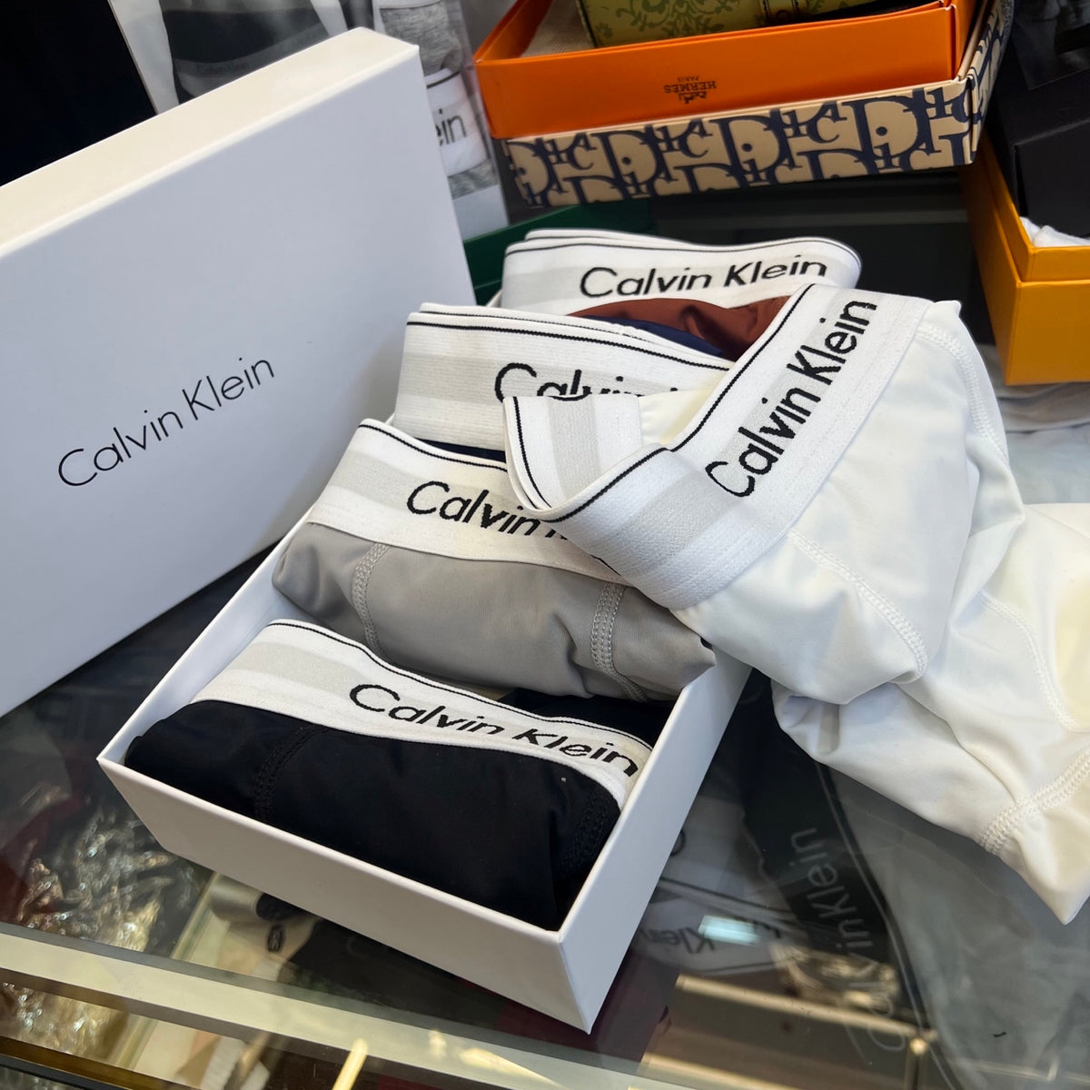 Calvin Klein Grey Broad White Waist Long-Leg Boxer Briefs, image 8