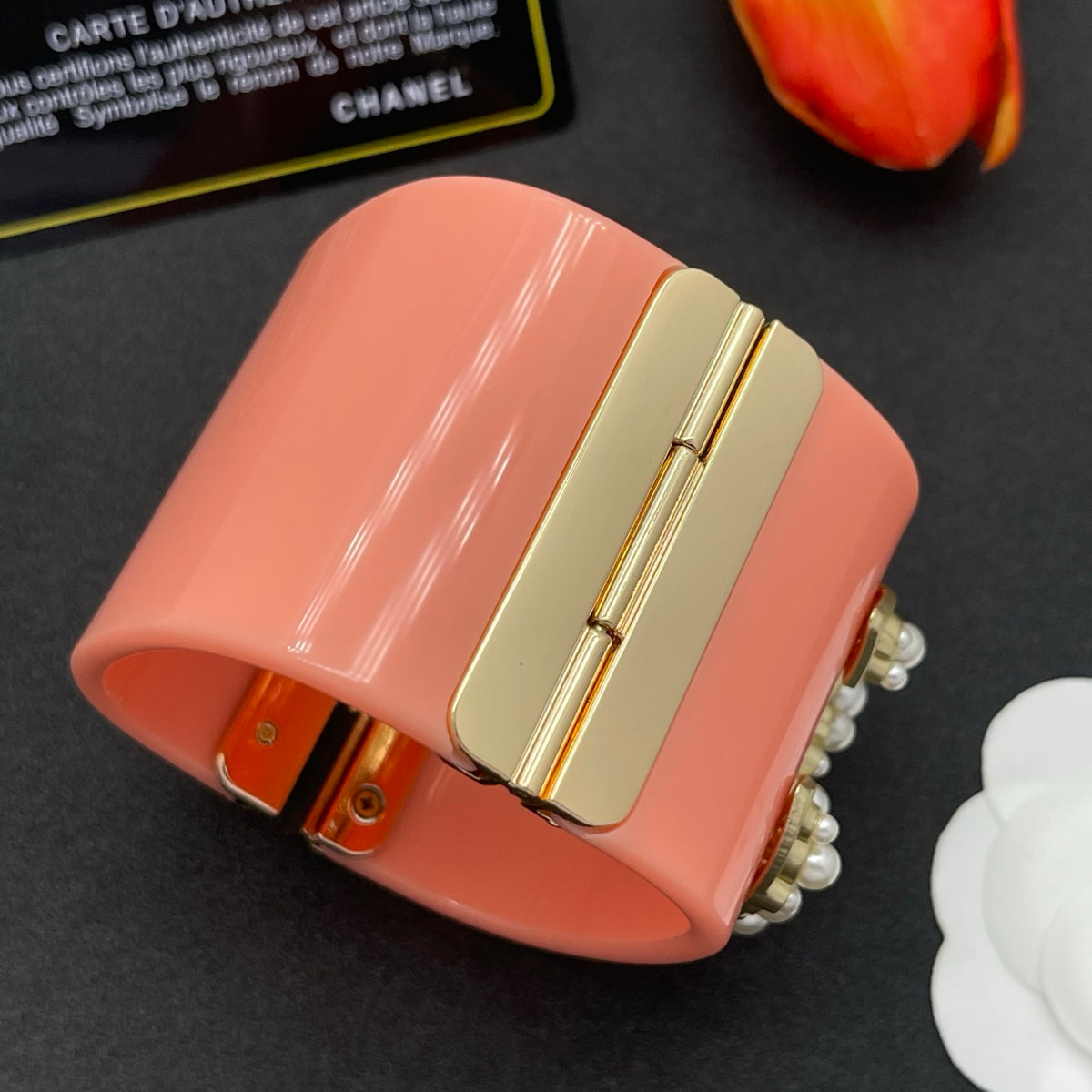 Chanel style acrylic resin bracelets - product photo 5