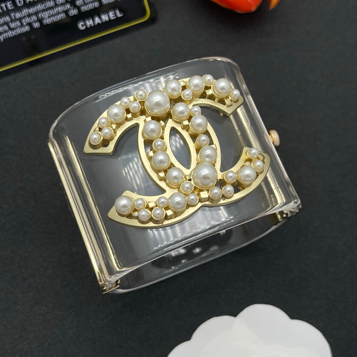 Chanel style acrylic resin bracelets - product photo 2