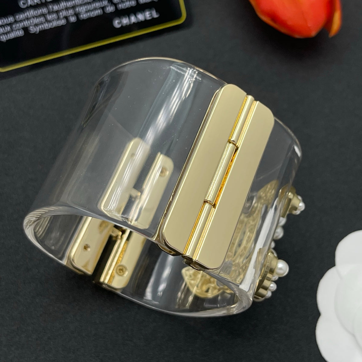 Chanel style acrylic resin bracelets - product photo 5