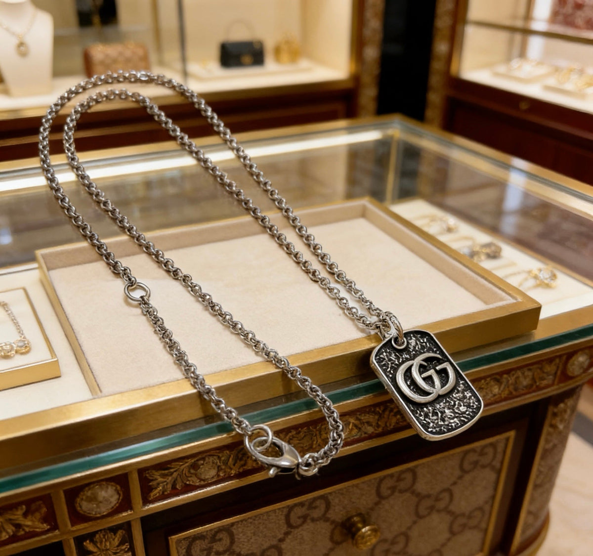 Gucci Anger Forest Chain Distressed Vintage Silver-Tone Necklace – Style 13 - image 6