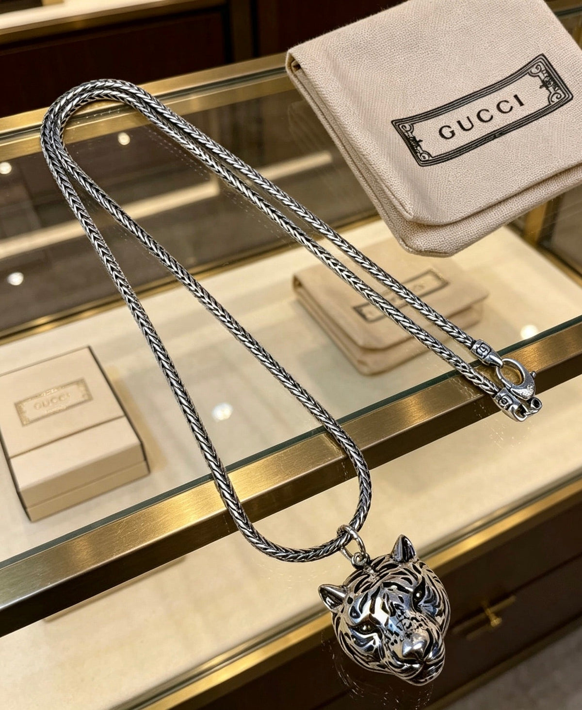 Gucci Anger Forest Chain Distressed Vintage Silver-Tone Necklace – Style 24 - image 9
