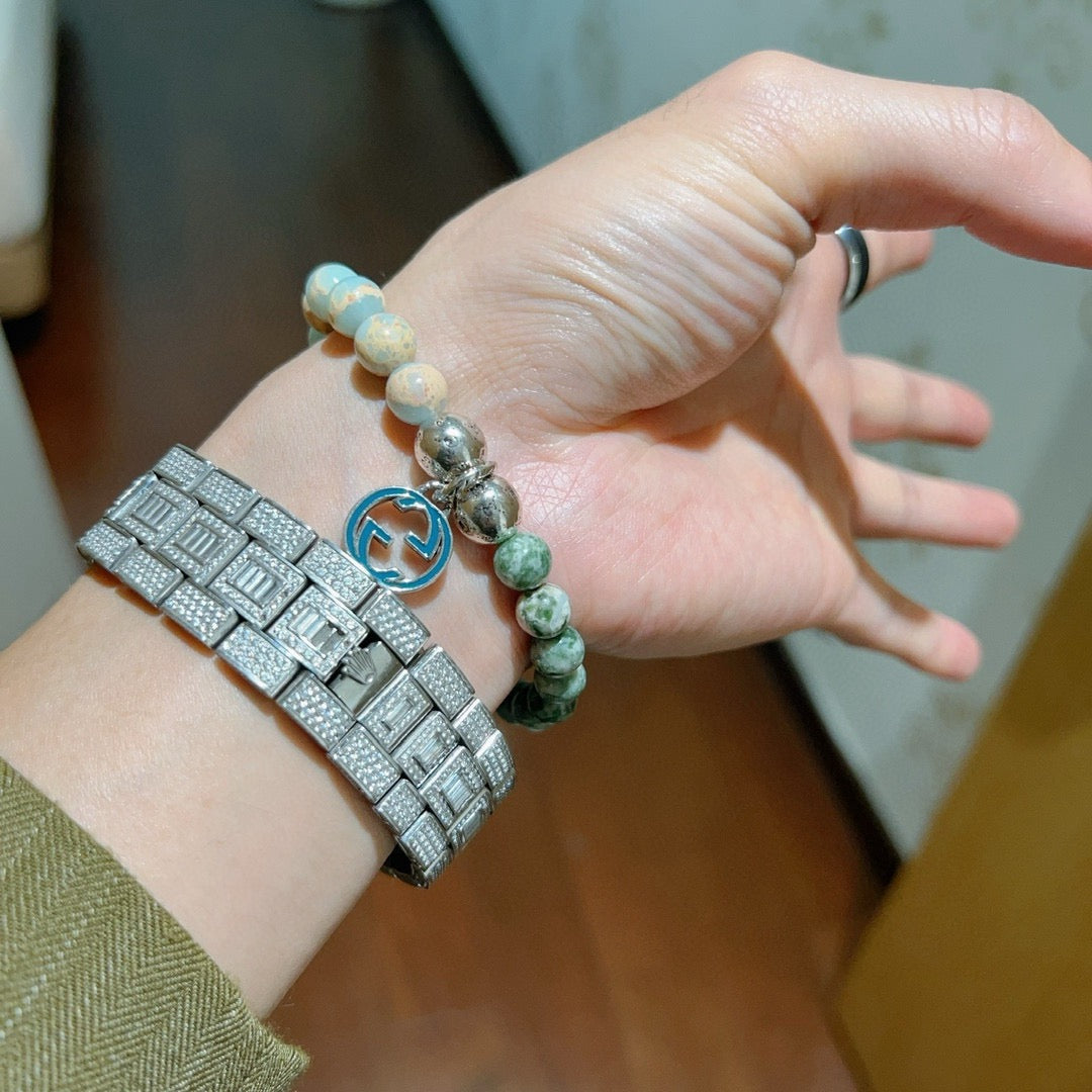 Gucci Anger Forest Serpentine Stone Crystal Distressed Bracelet - image 4