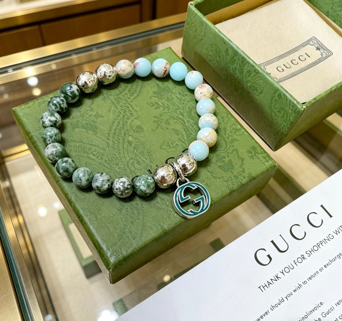 Gucci Anger Forest Serpentine Stone Crystal Distressed Bracelet - image 6